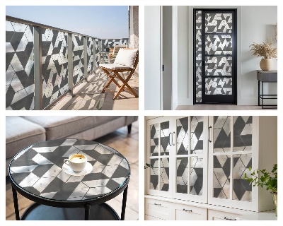 Milchglasfolie Fenster Buntglasoptik Geometrische Illusionen