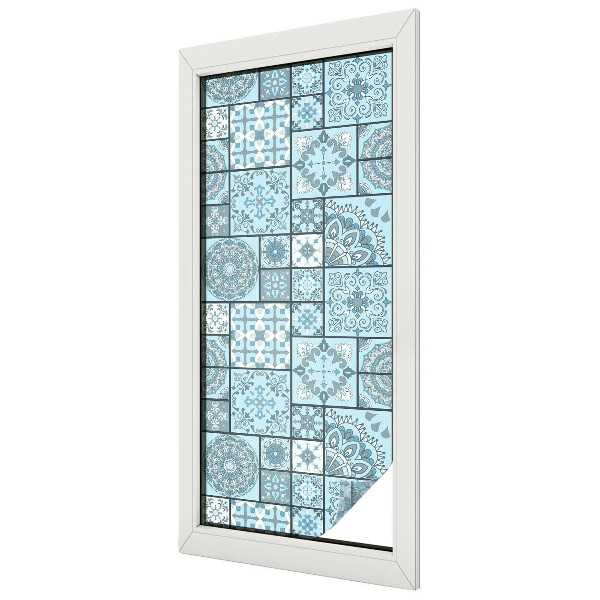 Fensterfolie mit Motiv Buntglas Blaue Fliesen