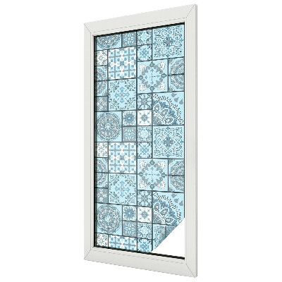Fensterfolie mit Motiv Buntglas Blaue Fliesen