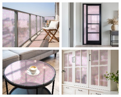 Fensterfolie mit Motiv Buntglas Blumenmuster