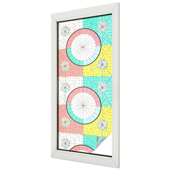 Fensterfolie mit Motiv Buntglas Geometrische Kreise