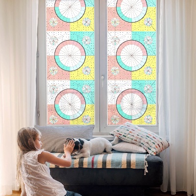 Fensterfolie mit Motiv Buntglas Geometrische Kreise