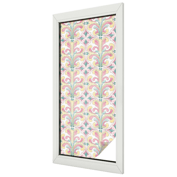 Fensterfolie mit Motiv Buntglas Blumensymmetrie