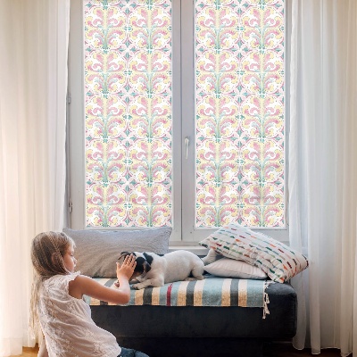 Fensterfolie mit Motiv Buntglas Blumensymmetrie