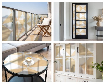 Milchglasfolie Fenster Buntglasoptik Geometrische Dreiecke