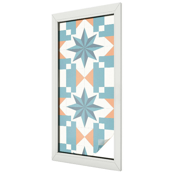 Milchglasfolie Fenster Buntglasoptik Blaue Sterne