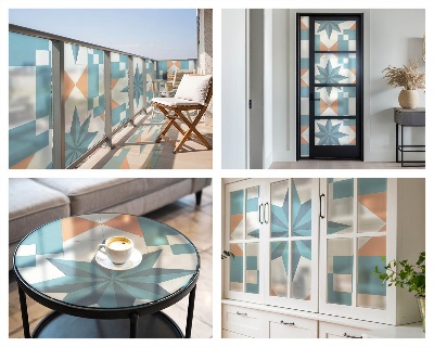 Milchglasfolie Fenster Buntglasoptik Blaue Sterne