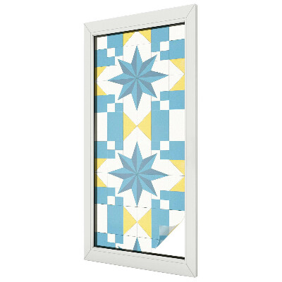 Fensterfolie mit Motiv Buntglas Blaue Sterne