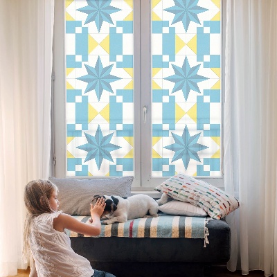 Fensterfolie mit Motiv Buntglas Blaue Sterne