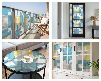Fensterfolie mit Motiv Buntglas Blaue Sterne
