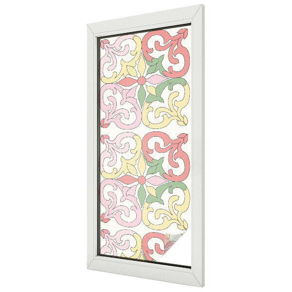 Fensterfolie mit Motiv Buntglas Blumenschmuck