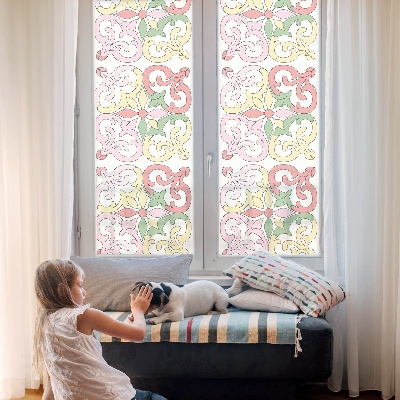 Fensterfolie mit Motiv Buntglas Blumenschmuck