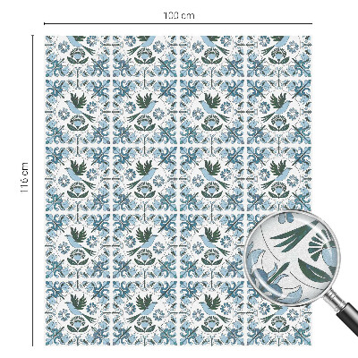 Milchglasfolie Fenster Buntglasoptik Blaue Blumen