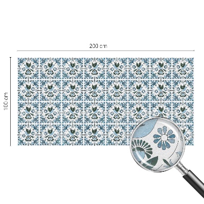 Milchglasfolie Fenster Buntglasoptik Blaue Blumen