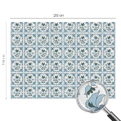 Milchglasfolie Fenster Buntglasoptik Blaue Blumen