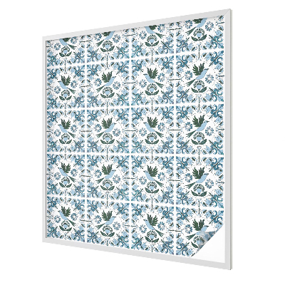Milchglasfolie Fenster Buntglasoptik Blaue Blumen
