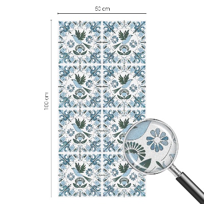 Milchglasfolie Fenster Buntglasoptik Blaue Blumen