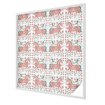 Fensterfolie mit Motiv Buntglas Bunte Pferde