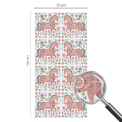 Fensterfolie mit Motiv Buntglas Bunte Pferde