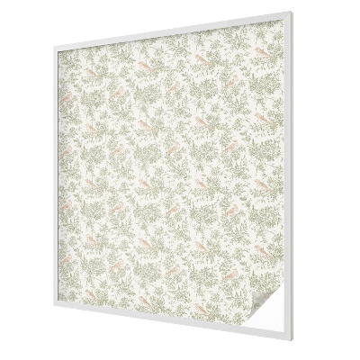 Milchglasfolie Fenster Buntglasoptik Vögel Pflanzen