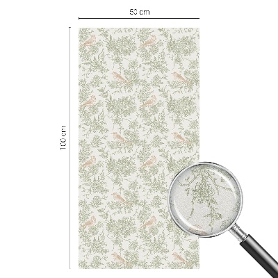 Milchglasfolie Fenster Buntglasoptik Vögel Pflanzen