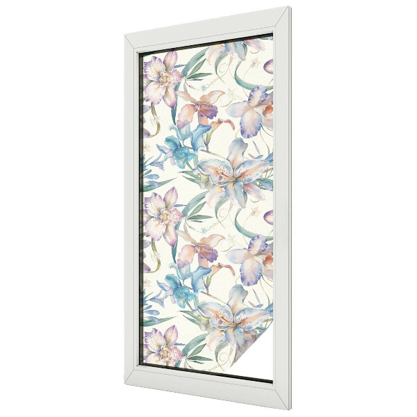Milchglasfolie Fenster Buntglasoptik Blumenmotiv
