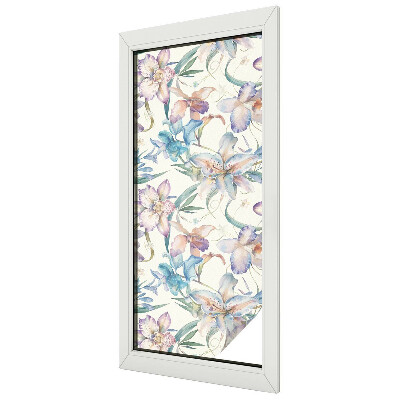 Milchglasfolie Fenster Buntglasoptik Blumenmotiv