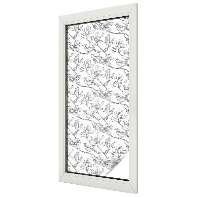 Fensterfolie mit Motiv Buntglas Vögel und Blumen