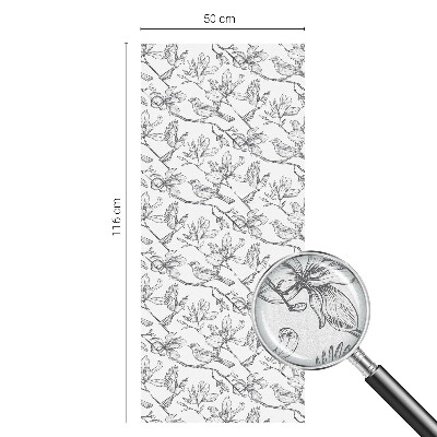 Fensterfolie mit Motiv Buntglas Vögel und Blumen