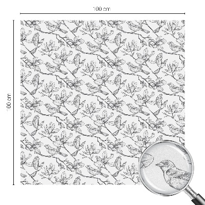 Fensterfolie mit Motiv Buntglas Vögel und Blumen