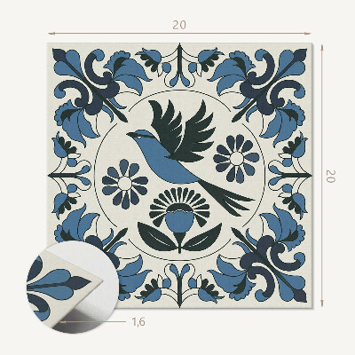 Vinyl fliesen Eine Grafik eines Vogels umgeben von Blumen