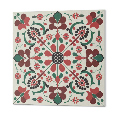Pvc fliesen Symmetrisches Blumenmotiv in zartem Muster