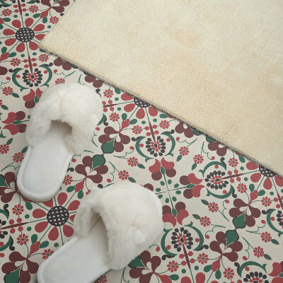 Pvc fliesen Symmetrisches Blumenmotiv in zartem Muster