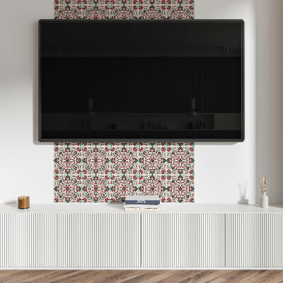 Pvc fliesen Symmetrisches Blumenmotiv in zartem Muster