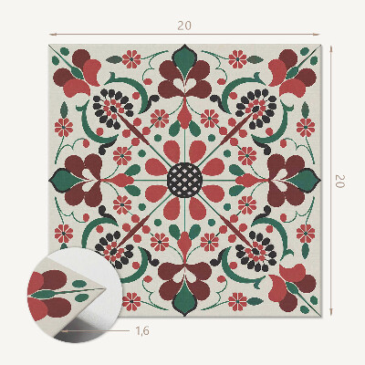 Pvc fliesen Symmetrisches Blumenmotiv in zartem Muster