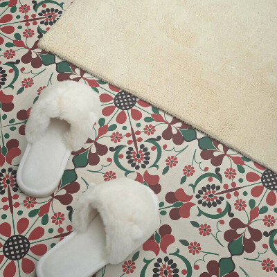 Pvc fliesen Symmetrisches Blumenmotiv in zartem Muster