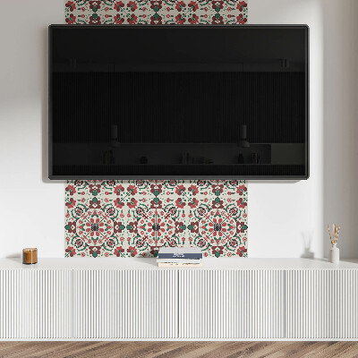 Pvc fliesen Symmetrisches Blumenmotiv in zartem Muster