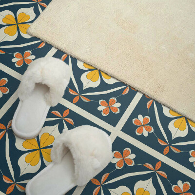 Vinyl fliesen selbstklebend Symmetrisches Blumenmotiv im eleganten Stil