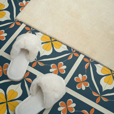Vinyl fliesen selbstklebend Symmetrisches Blumenmotiv im eleganten Stil