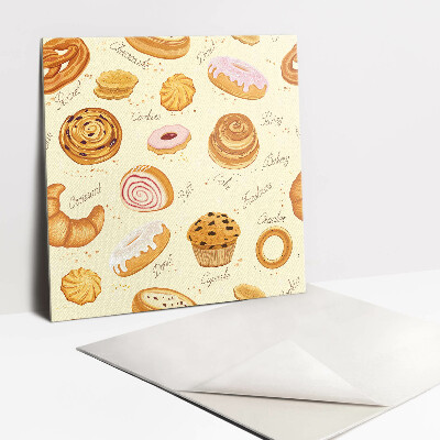 Selbstklebende vinyl fliesen Donuts, Croissants und Muffins