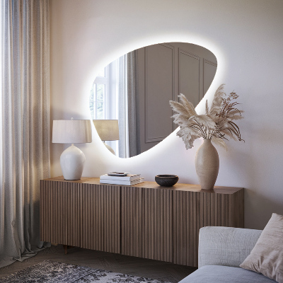 Eiförmiger Wandspiegel LED Beleuchtung