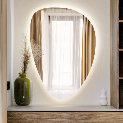 Eiförmiger Wandspiegel LED Beleuchtung