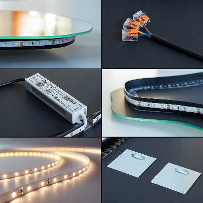 Eiförmiger Wandspiegel LED Beleuchtung