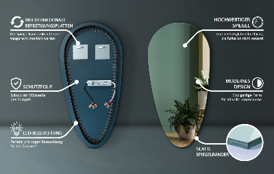 Spiegel tropfenform mit beleuchtung