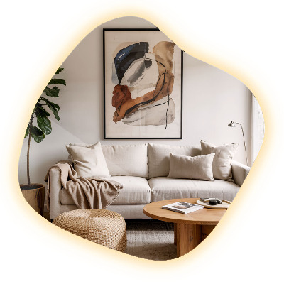 Spiegel unförmig mit beleuchtung dekorativ