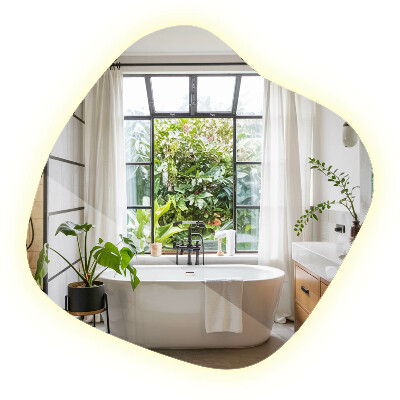 Spiegel unförmig mit beleuchtung dekorativ