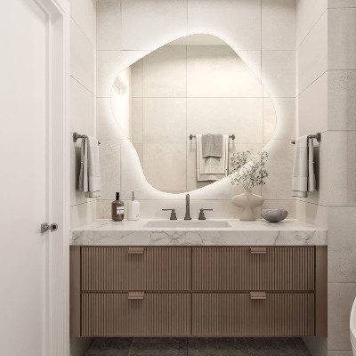 Spiegel unförmig mit beleuchtung dekorativ