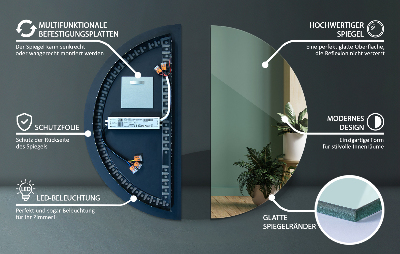 Halbrunder spiegel mit LED-beleuchtung