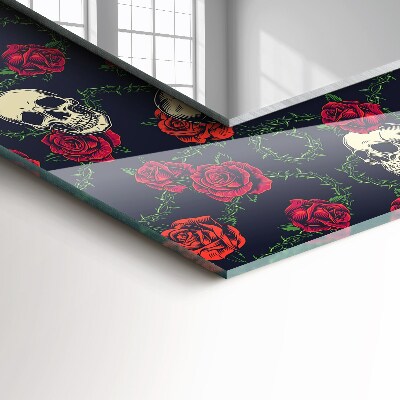 Spiegel mit motivdruck Totenköpfe Rosen Dornen