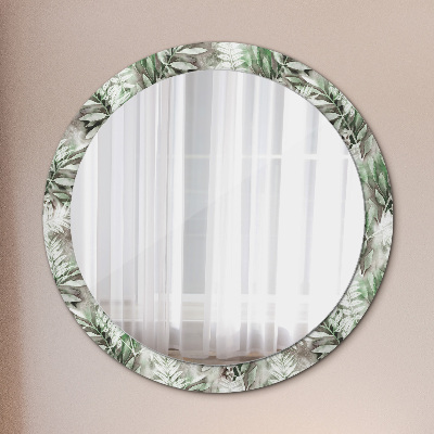 Spiegel mit Motivdruck Aquarellblätter